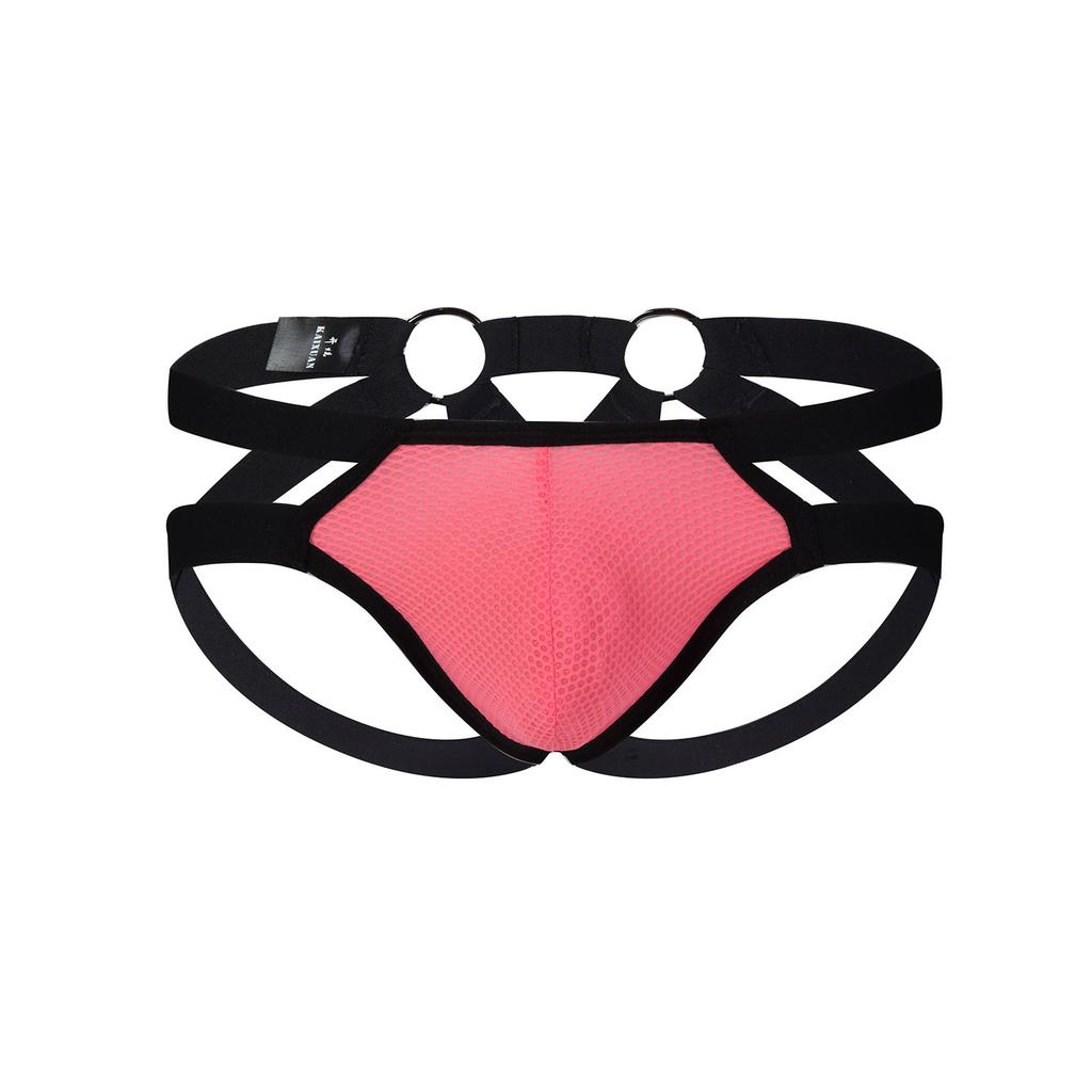Sexy Men Bondage Underwear Jock Strap Thong Mesh G String Elastic Hollow Lingerie T-back Penis Pouch Underpants
