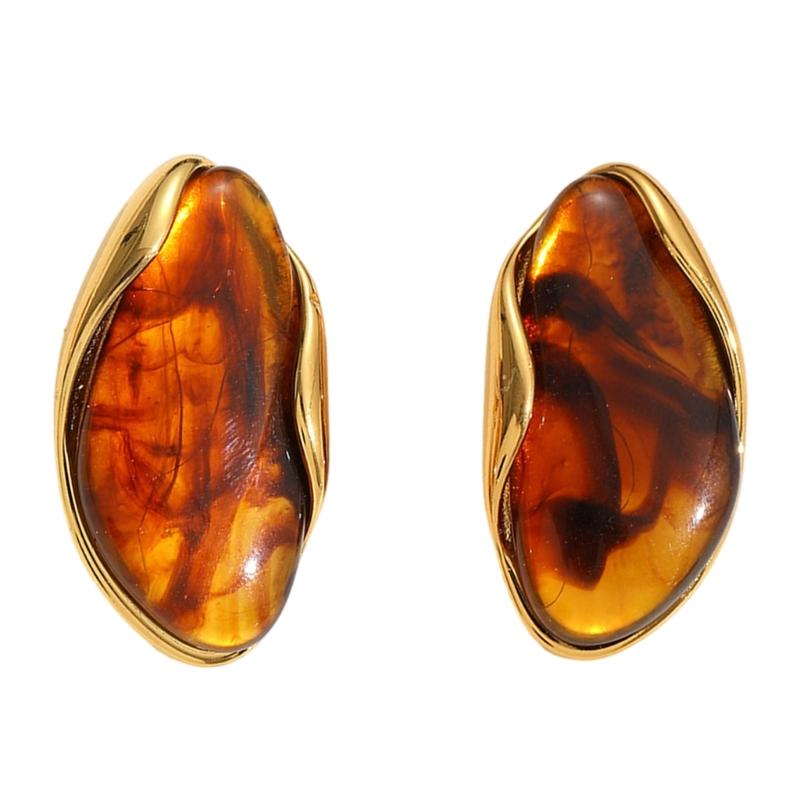 

Fashion Forward Resin Geometric Studs Earrings Stainless Steel Gold Tone Womens Jewelry Lightweight Ear Accessories
