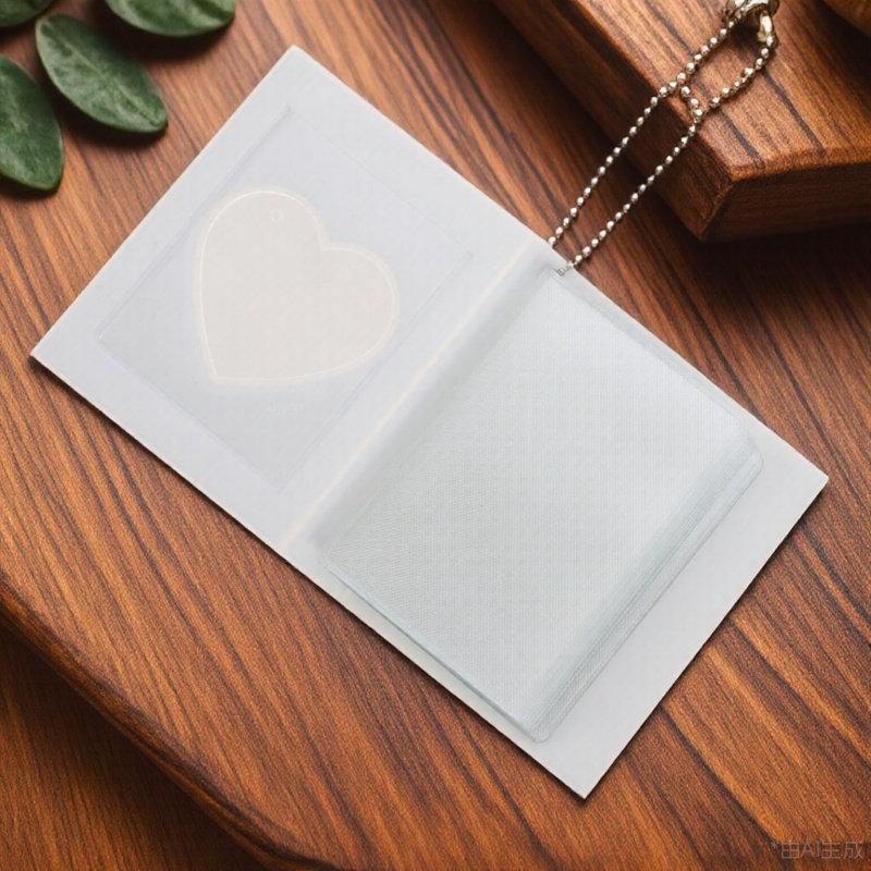 Small Heart Photocard Holder Album Portable Lightweight Photo Book with Transparent Pockets for Women Girls Kids Graduation
