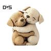 Hugging Dogs Figurine Handmade Resin Dogs Statue Tabletop Mini Animal Sculpture for Home Desk Bookshelf Decoration