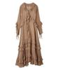 Lily Brown Ruffle Dress LWFO245026 PBEG Women's