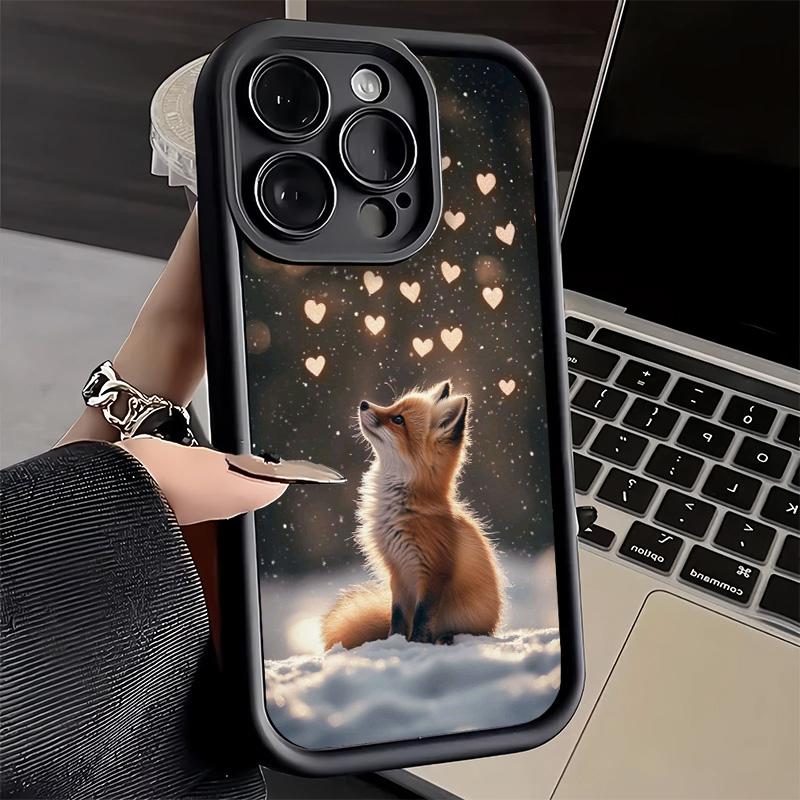 Phone Case for iPhone 17 Air 16E 15 16 Pro Max Cartoon Fox Animal Cover 14 Plus 13 12 Mini Soft Shell Silicone Fundas