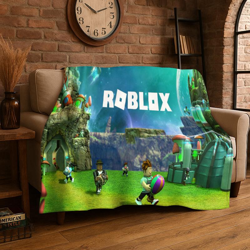 Cartoon R-Robloxs Spiel Gamer Flanelldecke Weiche Warme Überwurfdecke für Schlafzimmer Wohnzimmer Bett Reise Camping Picknick Geschenk
