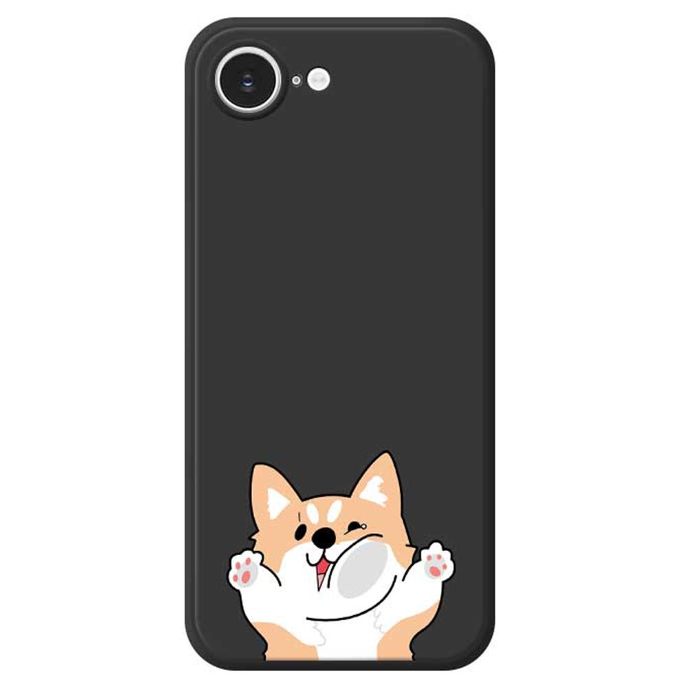 For iPhone 16e Case Cartoon Dog Pattern Printing Straight Edge TPU Phone Back Cover
