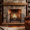 Floral 3-Panel Folding Fireplace Screen 122 X 1 X 74 Cm Black