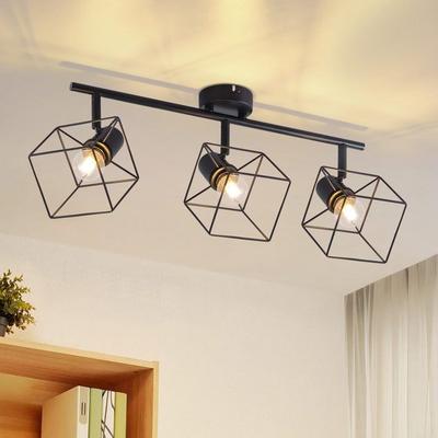 Ceiling Spotlight - NETTLIFE - 3 Bulbs - E14 - 350° Adjustable - Black Metal