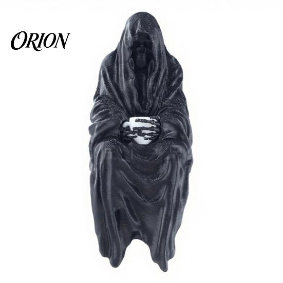 Gothic Style Collectibles 3D Printed Tabletop Figurine, Grim Reaper Sitting Statue, Unique Ornaments Spooky Sculpture for Garden or Bookshelf,