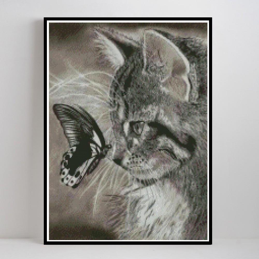 Huacan Diamond Brodery Salg Cats 5D Diamond Painting Full Square Drill Butterfly Cross Stitch