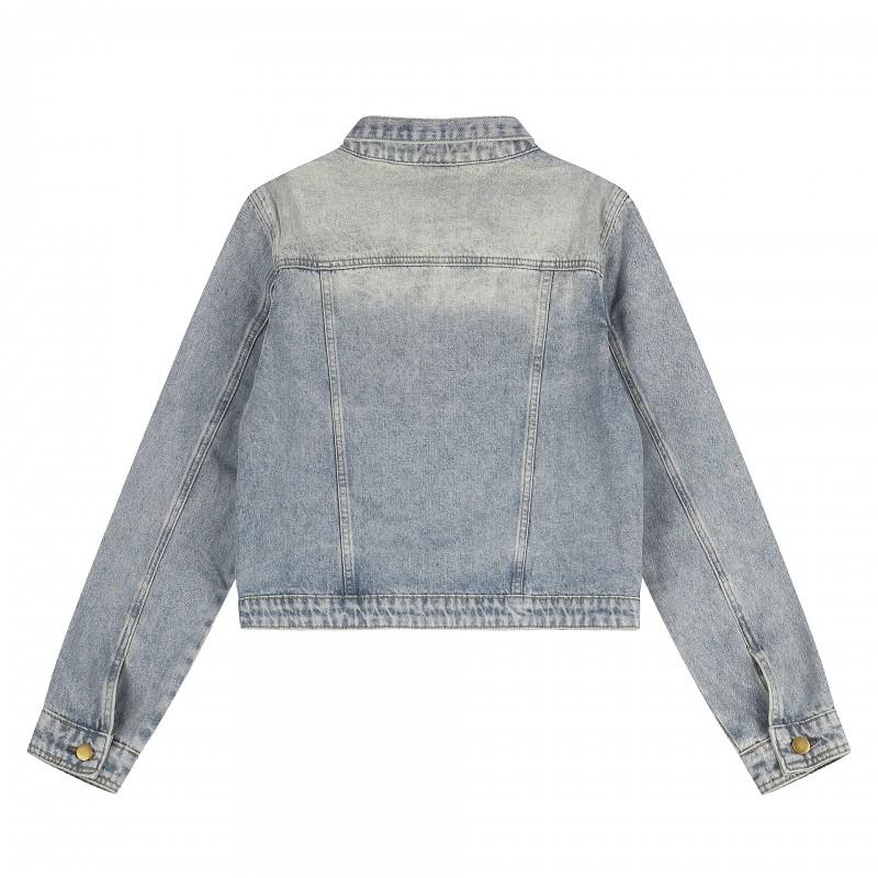 Unisex Retro Deconstructed Denim Jacket Cotton Oversized Streetwear Outerwear Fall