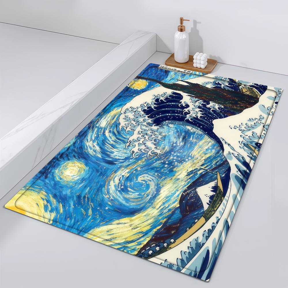Great Door Mat Bedside Entrance Bath Floor Decoration Corridor Art Wave The Door Mat Carpet Living Kanagawa Room off Balcony