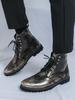 Fashion Winter New Fashion Leather Boots Lace Up Ankle Boots Pointed Toe Casual Motorcycle Boots Luxury Designer Brogues Shoes