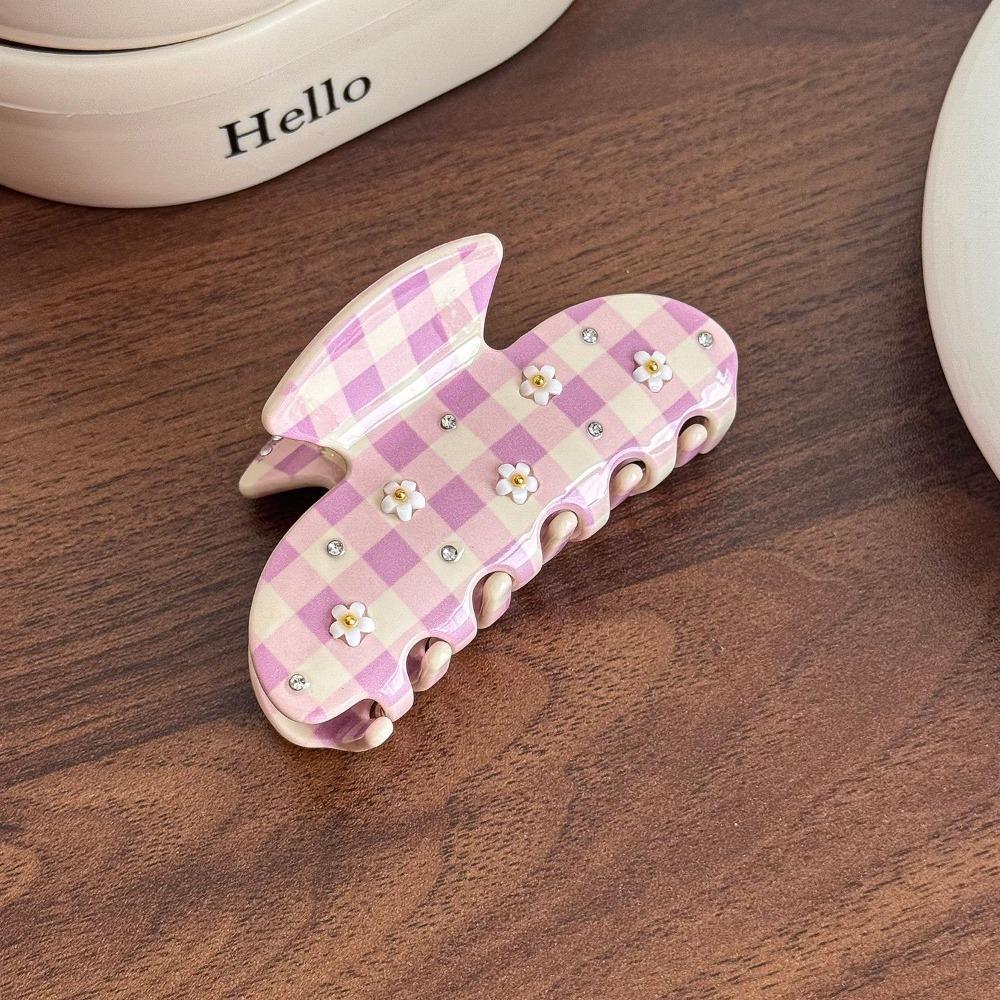 Diamond-Studded Hair Clip Butterfly Shape Shark Clip Fashion Acetate Hair Claw  Back-Head Updos