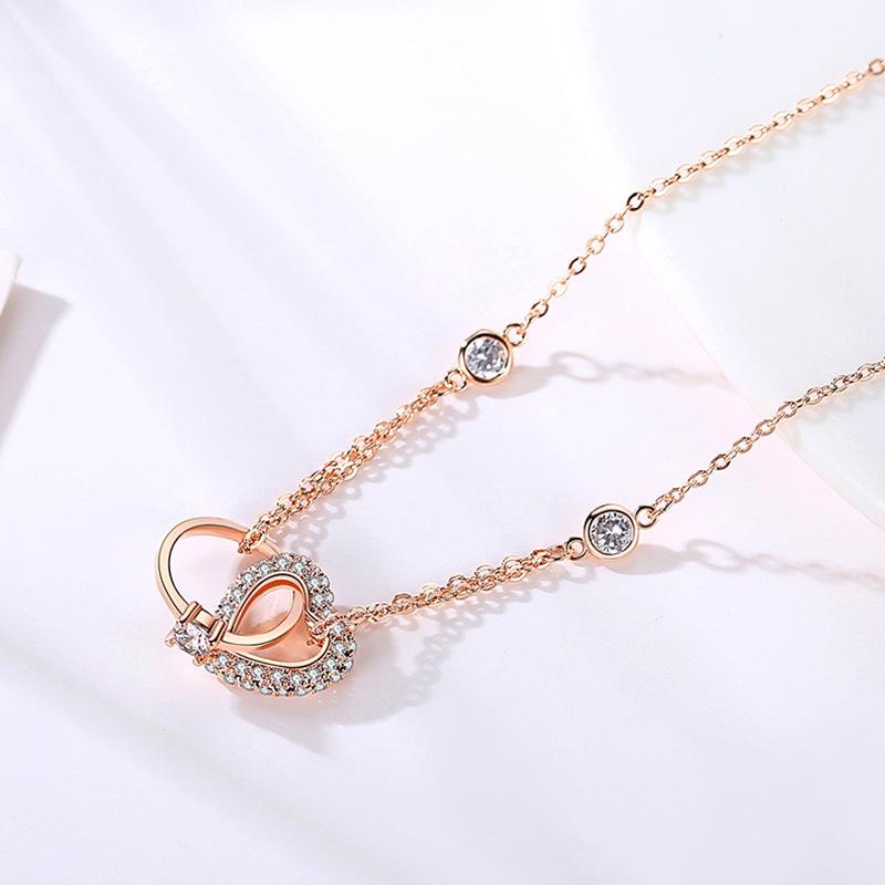 Eternal Heart Diamond Ring Pendant: S925 Sterling Silver Necklace for Women