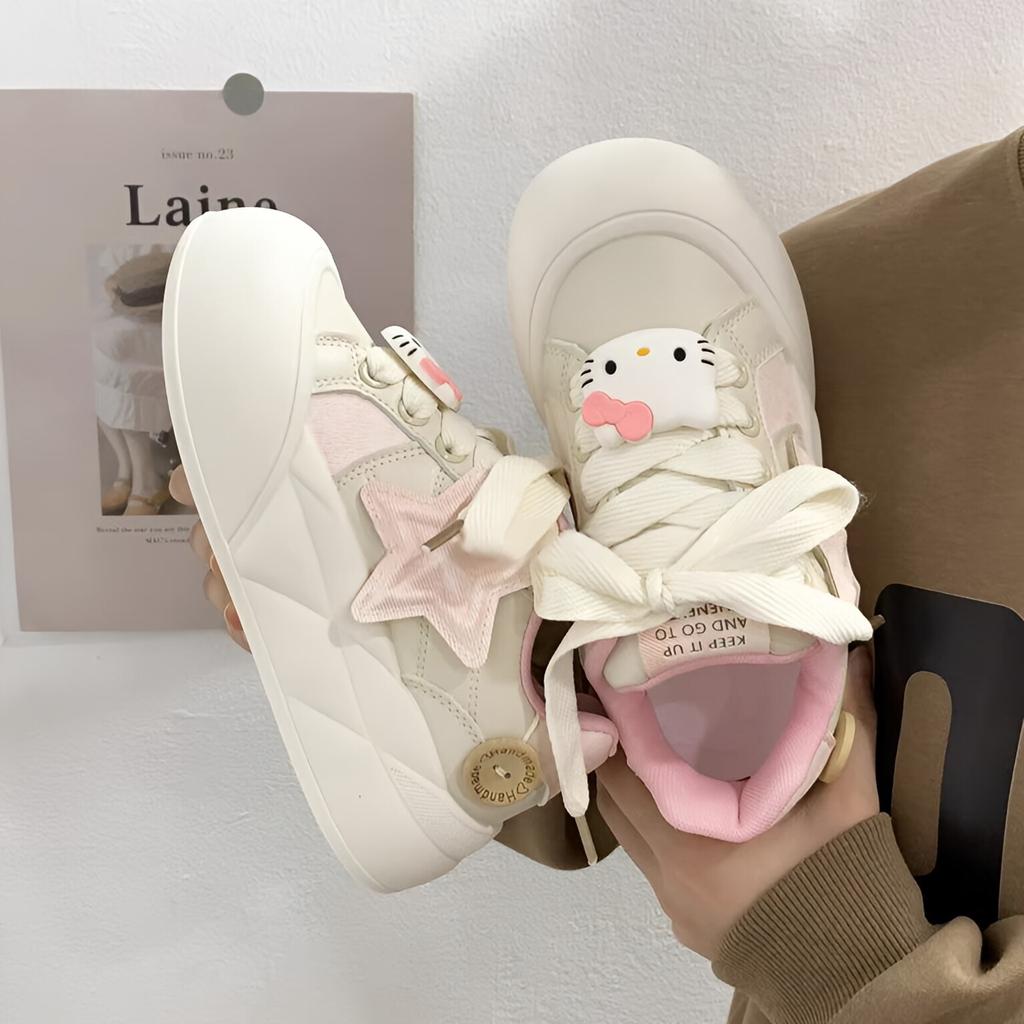 Milk Huhu Japanese Puff Shoes Autumn New Platform Niche Versatile Cute KT Cat Casual Sports Shoes