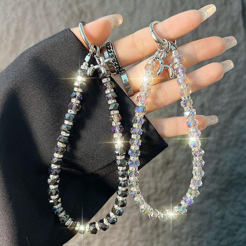 Shiny Crystal Phone Chain Short Ins Style Fresh Balloon Dog Pendant Water Phone Chain Wrist Bag Charm