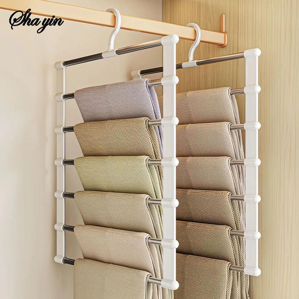 Home Multi-Functional Multi-Layered Home Pants Hanger Non-Scratch Anti-Slip Special For Pants Storage Folding Pants Clip