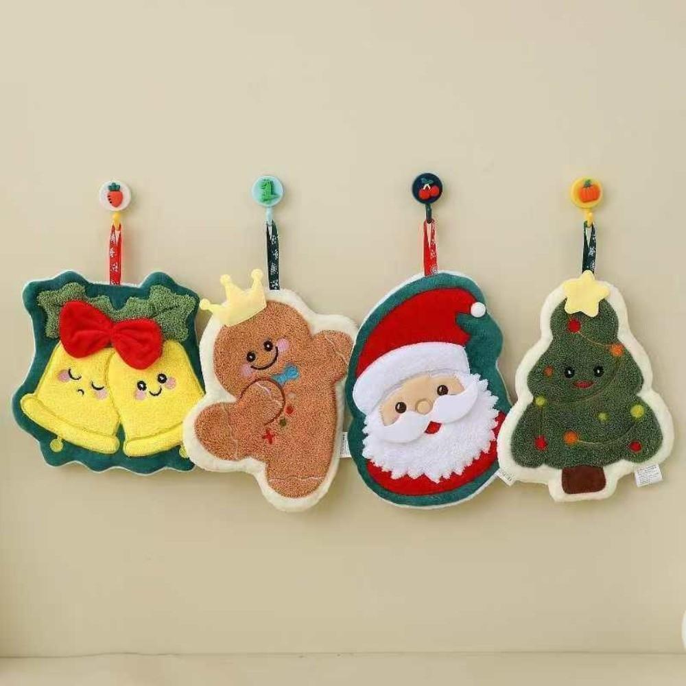 3 Layer Toilet Handkerchief Water-absorbing Washcloth Cute Bathroom Kerchief for Christmas