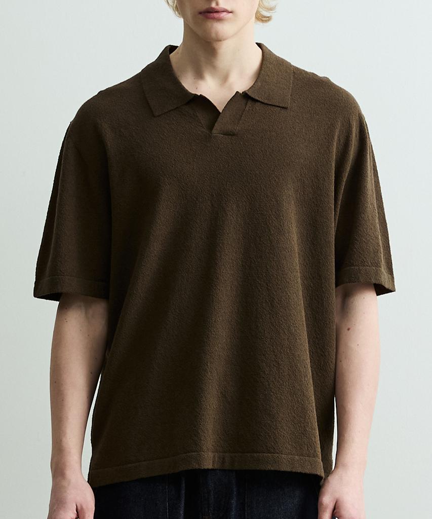 ONNHANS Open Collar Short Sleeve Knit_Dark Khaki