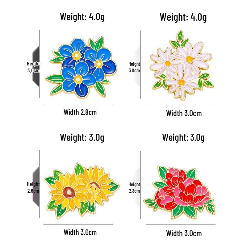 Colorful Floral Brooch - Daisy, Peony & Sunflower Drip Oil Alloy Badge