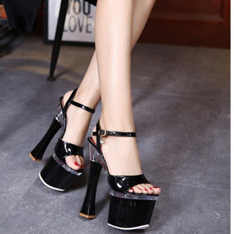 Fish Toe Platfrom High Nightclub Super Sandals Women's Work Catwalk Pole Dance Shoes Crystal Bottom Platform LFD