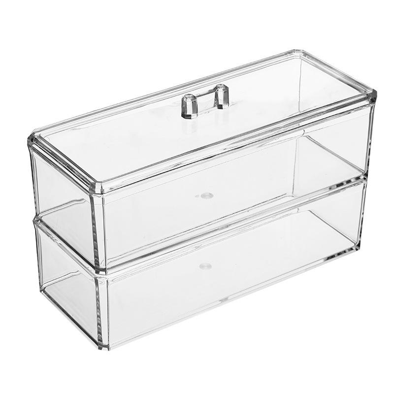 Baji Clear Acrylic Stackable Desktop Storage Box for Cotton Pads and Swabs