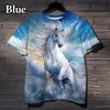 Fashion Horse Graphics T-shirts Summer Trend Short Sleeve 3D Animals Printed T Shirts Casual Loose Streetwear Harajuku Tees Tops