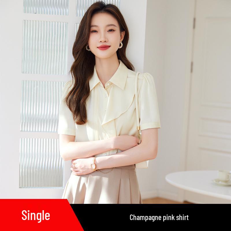 

Женский фиолетовый шифоновый комплект с оборками: рубашка и юбка миди - корейский летний шик 3XL