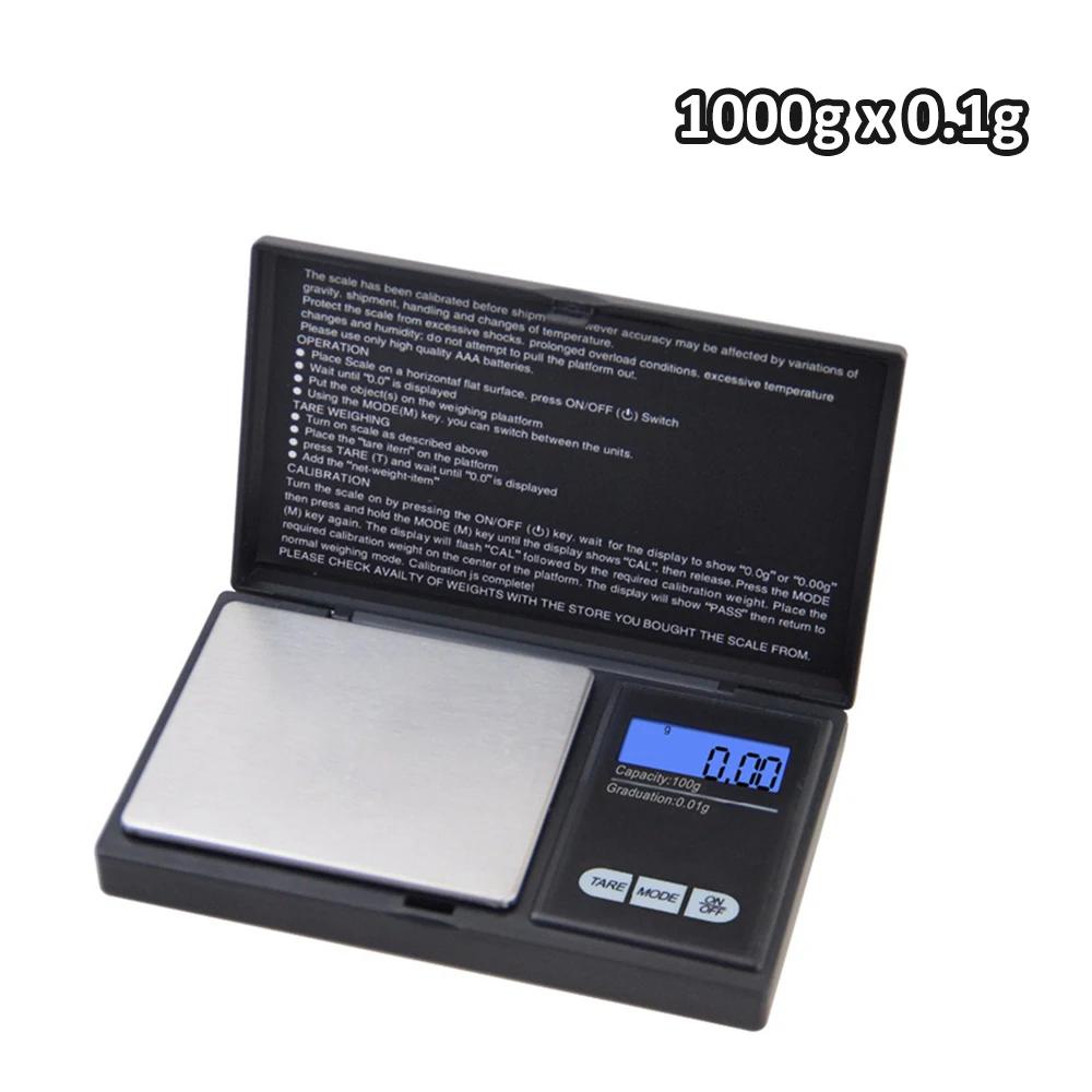 Digitale Mini-Taschenwaage für Gold, Sterlingsilber und Schmuck – Präzisionswaage 200/500 g/1000 g x 0,01 g/0,1 g