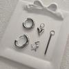 Punk Fashion Asymmetric Pentagram Hoop Earrings for Women Girls Stainless Steel Circular Ear Buckle Party Jewelry Accessories