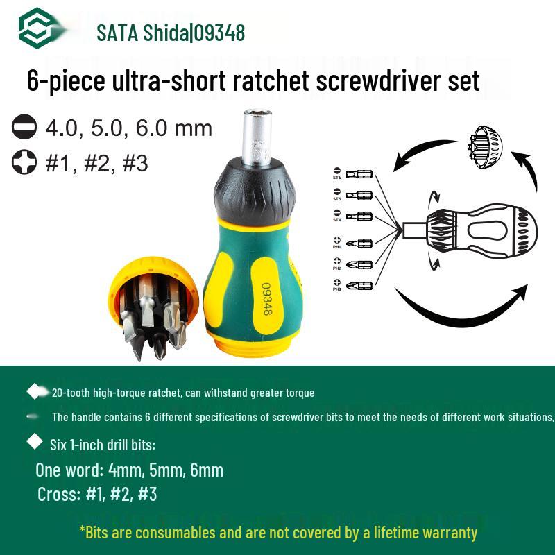 Многофункциональный двунаправленный набор трещоточных отверток SATA 09350