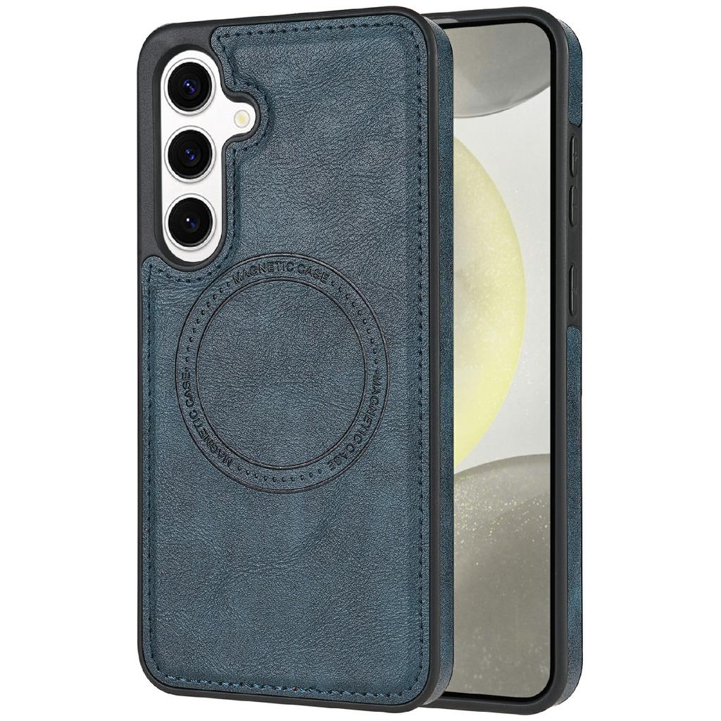 CSJ-P3 For Samsung Galaxy S24 Case Compatible with MagSafe PC+TPU+Leather Back Cover