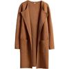 Women's Turn Down Collar Long Sleeve Loose Fit Casual Long Knit Cardigan Solid Color Pocket Sweater Coat