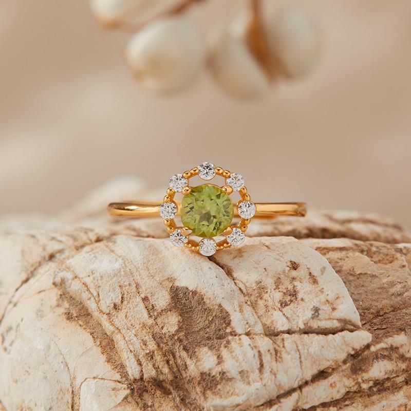 S925 Sterling Silver Natural Topaz Citrine Amethyst Olive Garnet Color Treasure Ring Women'S Jewelry Set Earrings