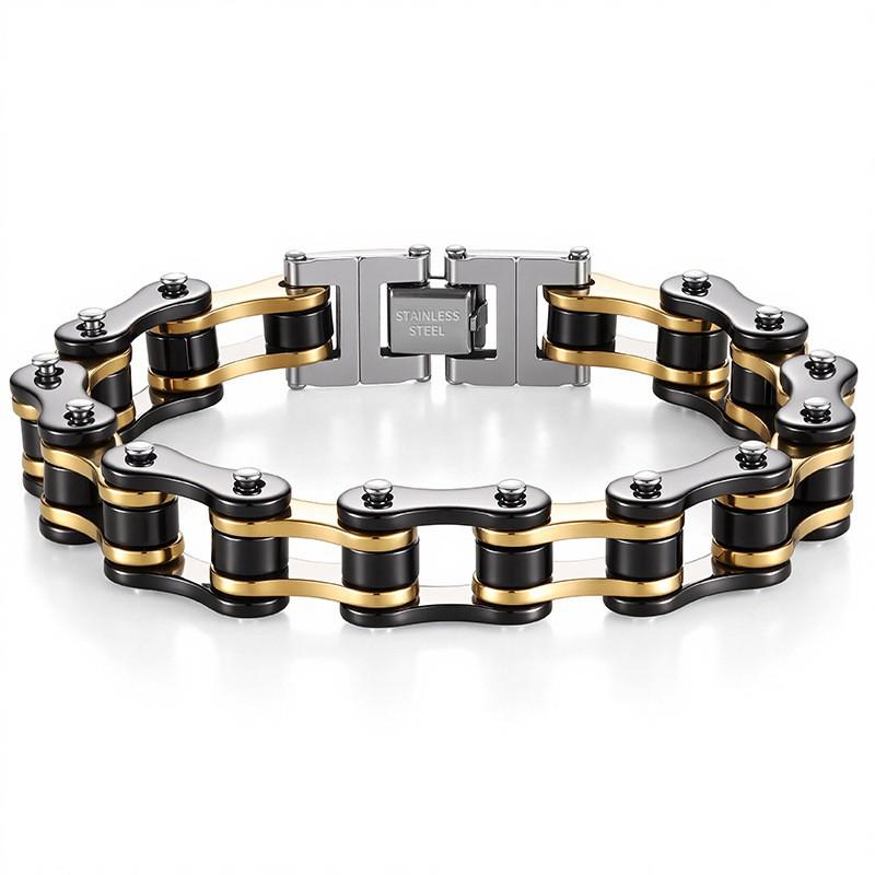 Stainless Steel Chain Bracelet Men Women Cycling Biker Punk Style Adjustable Safety Wristband