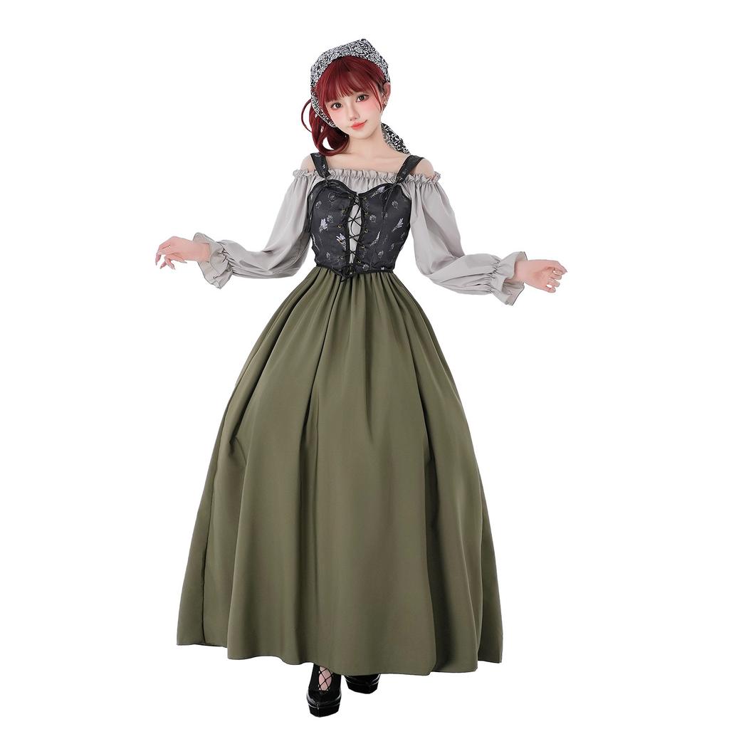 Robe Médiévale Renaissance Robe Dirndl Bavaroise Oktoberfest Robe de Spectacle Cour Européenne et Américaine