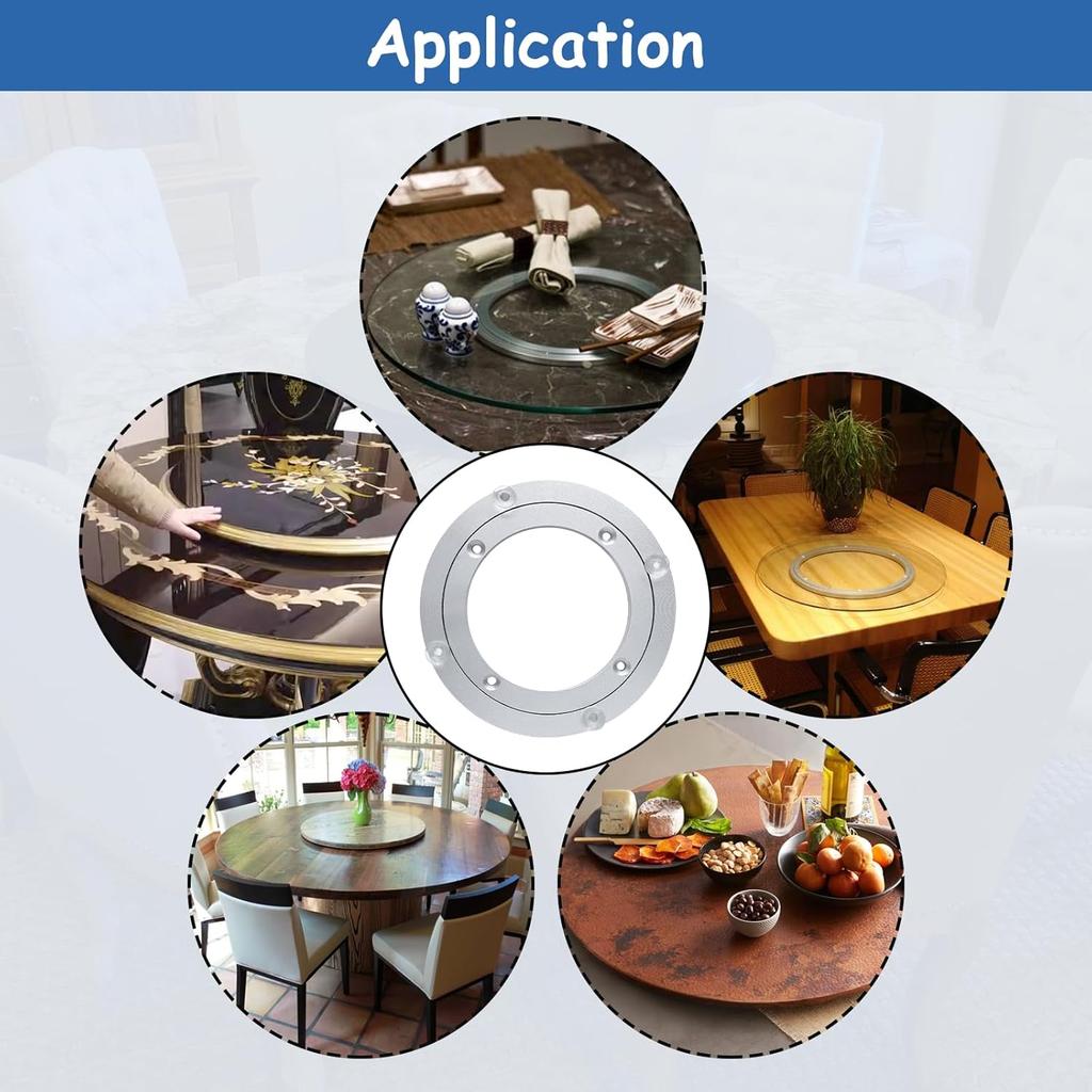 1 Pack 6 Inch Aluminium Alloy Turntable Bearing Lazy Sn Bearing Swivel Turntable for Table with Rotating Turntable Ring(6 Inch)