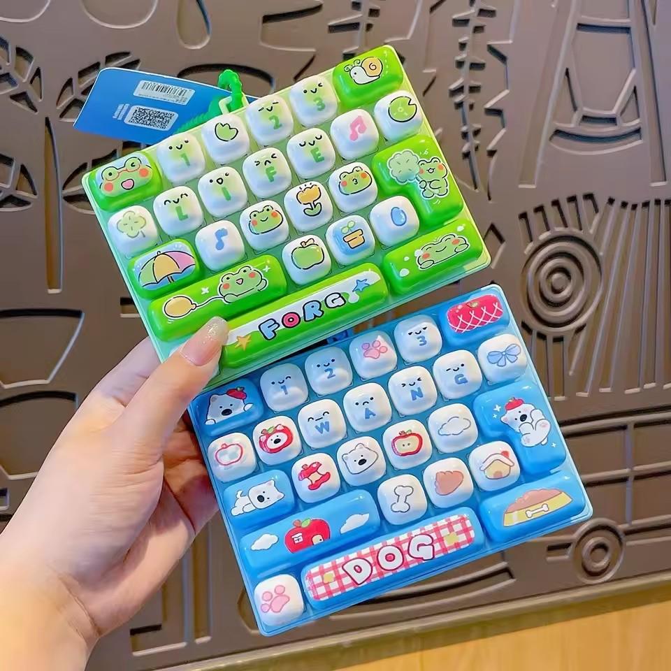 Cute Stress-Relief Portable Simulated Keyboard Keychain Animal Diary Desktop Decoration Student Bag Pendant Toy Creative Gift