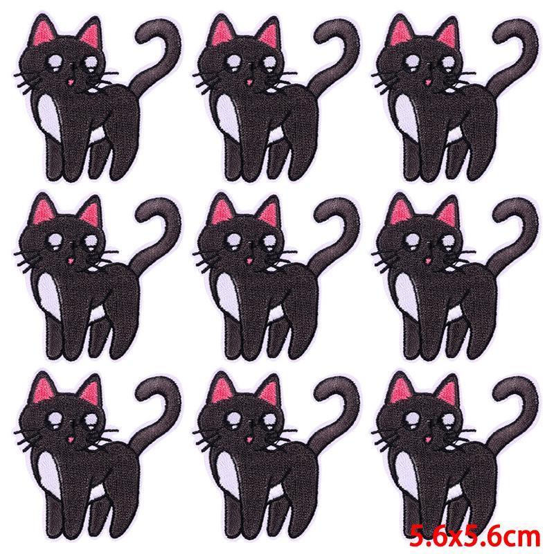 10Pcs/Lot Animal Embroidery Patch Iron On Patches For Clothing Cartoon Embroidered Patches For Clothes Cute Cat Patch Applique