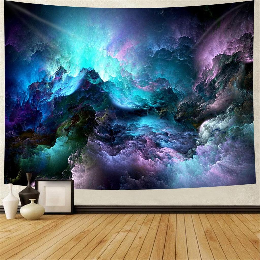 Blue Starry Sky Tapestry Universe Space Tapestry Wall Hanging Psychedelic Tapestry Mysterious Nebula Stars Wall