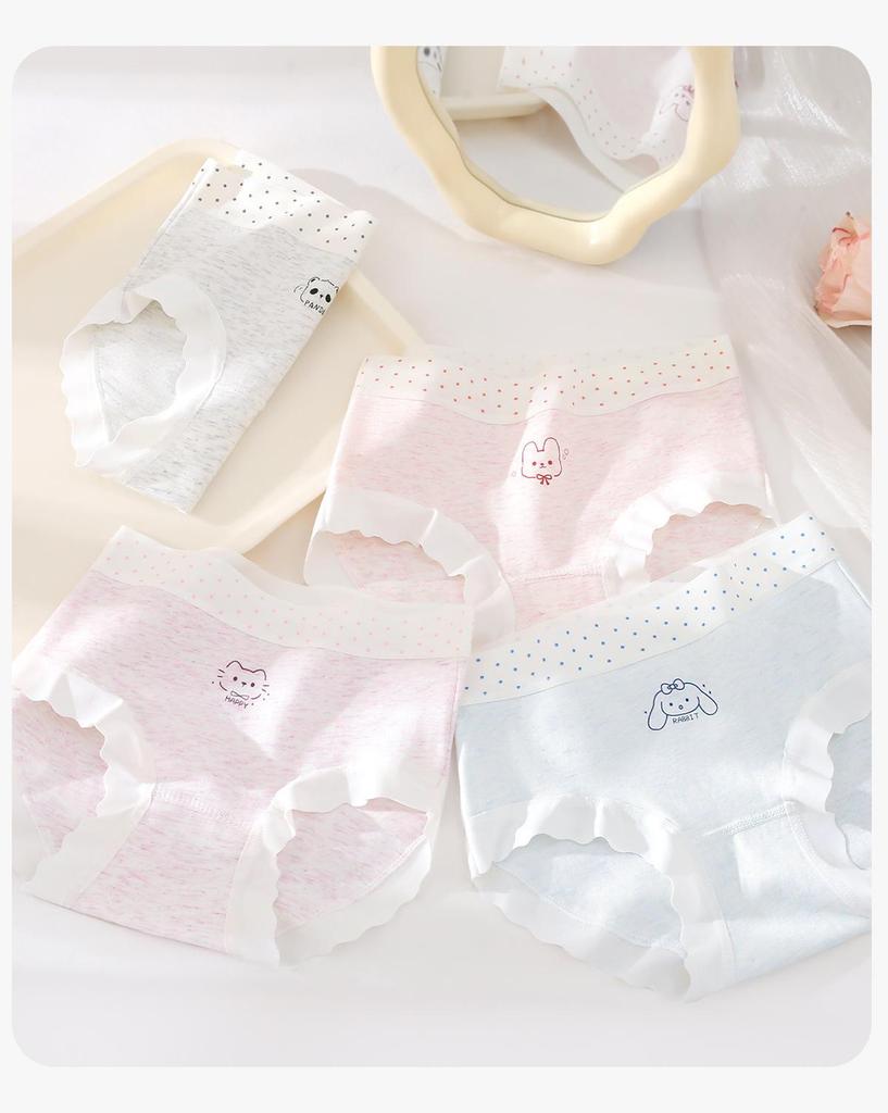 Girls' Pure Cotton Triangle Panties - Antibacterial Underwear for Preteens and Teen Girls