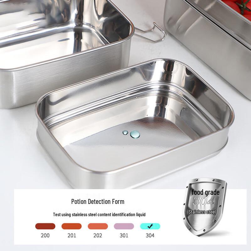 304 Stainless Steel Double-Layer Lunch Box with Bamboo Lid