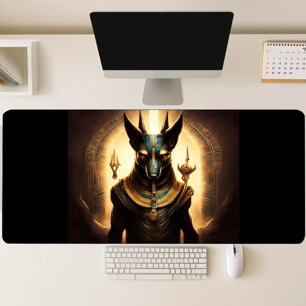 Anubis Ancient Egyptian Mythology Art Large Gaming Mouse Pad Non Slip Rubber Desk Mat For Laptop Keyboard Home Office Workspace