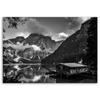 Canvas print Hut at a mountain lake Alps