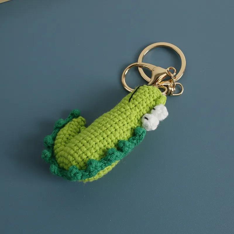 Funny Crocodile Design Crochet Keychain Handmaking Knitted Cartoon Crocodile Doll Keyrings Knitted Squid Cute Keyrings Wholesale