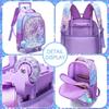 3PCS Kids Rolling Backpack for Girls Cute Mermaid Sequin Wheeled Backpack Trolley School Bag with Wheels Elementary Book bag