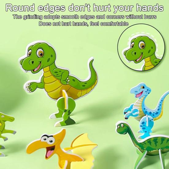 25Pcs/Set Kids 3D Puzzle Toy Cartoon Animal Dinosaur Airplane Cognition 3D Jigsaw Assembly Educational Game Kit Toddlers Boys Girls Gift