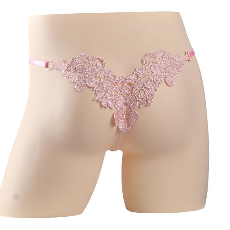 Pánské Sexy Kalhotky Krajkové Tanga Nastavitelná Vajíčková Taška Jj Set Svůdné Spodní Prádlo Průhledné Tanga G-String Nízký Pas T-Back Kalhotky