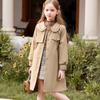 Trench elegant pentru fete, Palton casual kaki pentru copii toamna