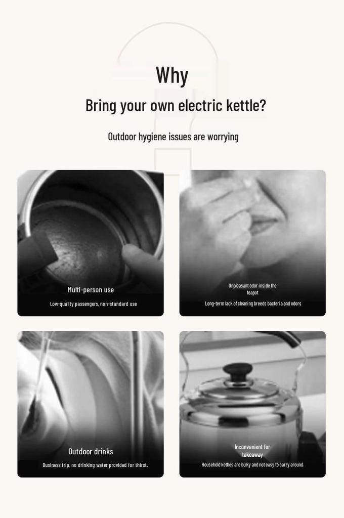 Portable Folding Silicone Electric Kettle - Compact Travel Water Boiler for Dorms & Hotels