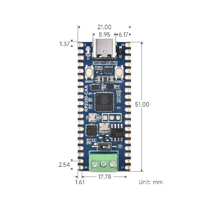 Raspberry Pi Pico 2 RP2350 CAN Onboard XL2515 CAN-Controller RP2350A Waveshare RP2350-CAN